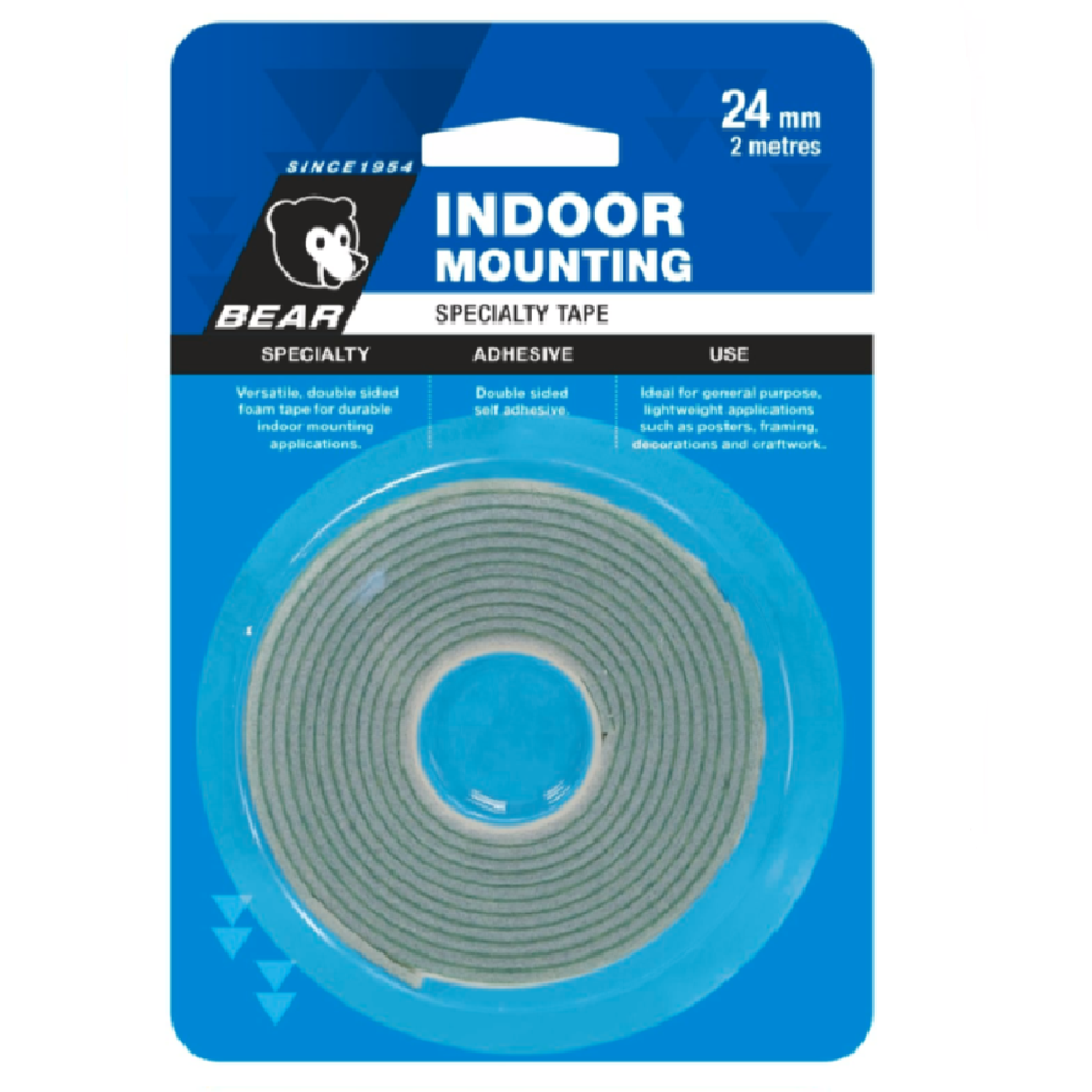 BEAR INDOOR Mounting Double Sided Tape HEAVY DUTY 24MM X 2M